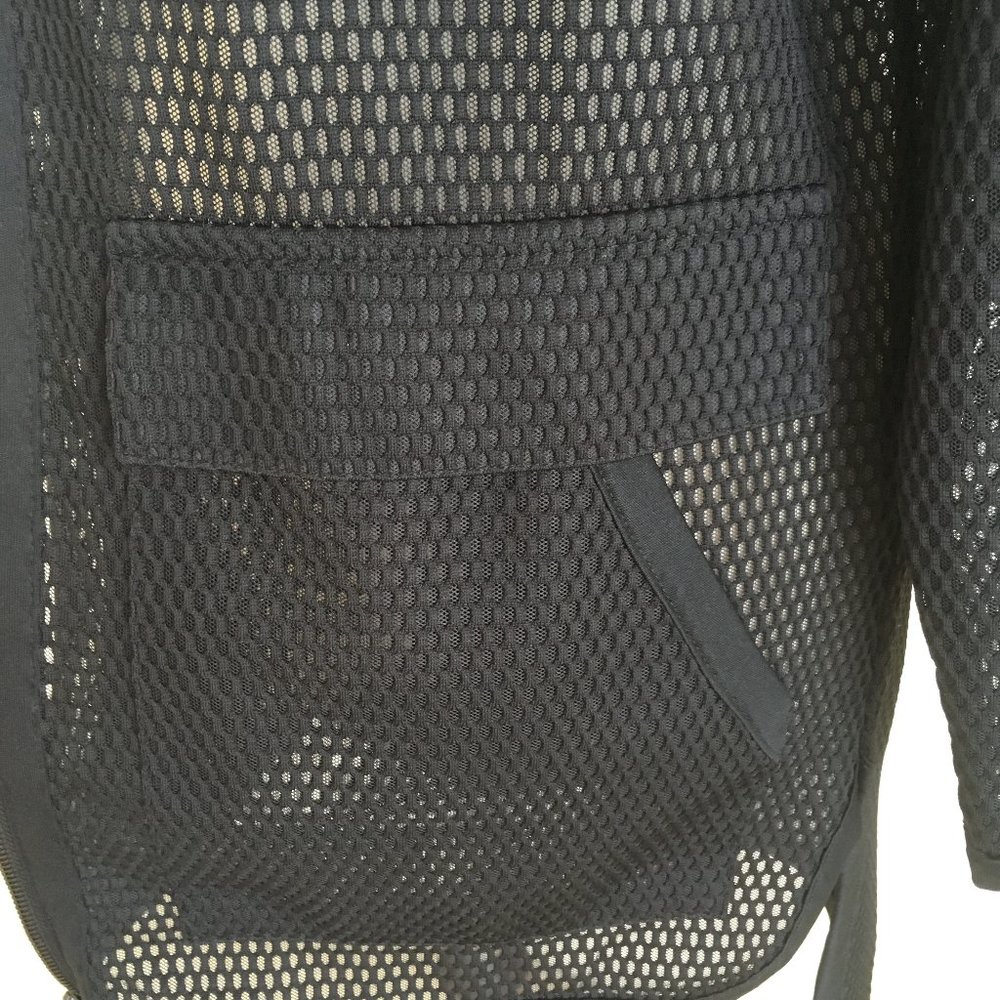 Zara Black Long Mesh Sport Hooded Jacket High Low - Picture 5 of 11